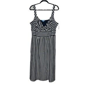 Draper James Womens Striped Midi Dress Size 2XL Babydoll Nautical Preppy Coastal